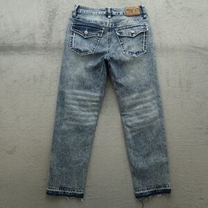 Smoke & Ash Jeans Mens Size 30x30 Blue Straight Flap Pockets Acid Wash Stretch